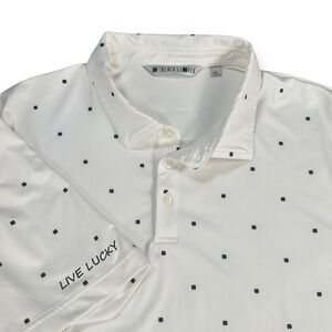Black Clover Mens XXL Golf Polo Shirt White Black Clover Print Live‎ Lucky